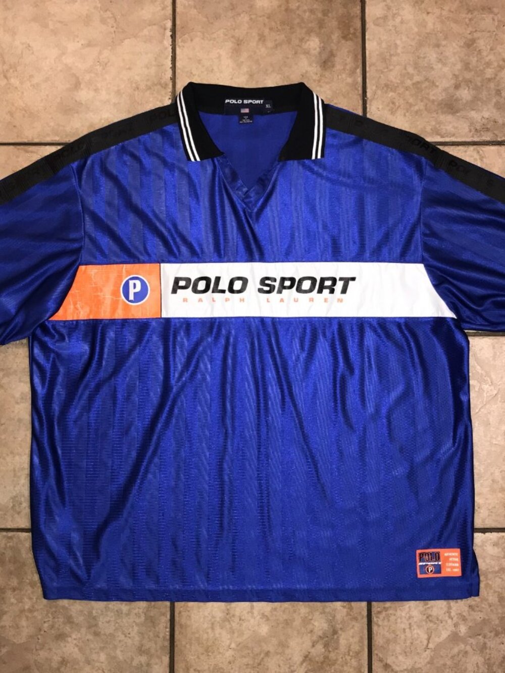 Men's Vintage Polo Sport Ralph Lauren Distressed Jersey Polo Shirt-Size XL - Picture 2 of 16